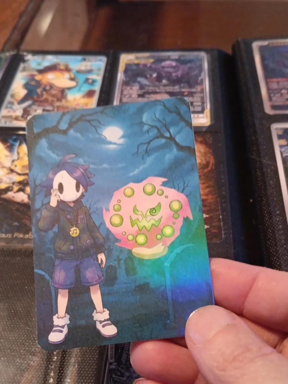 Pokemon Holographic Blue Green Pink Ghost Trainer Card